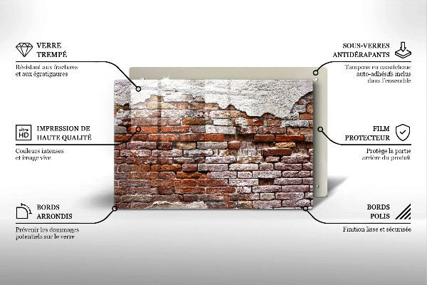 Placă sticla protectie aragaz Zid vechi de cărămidă și beton