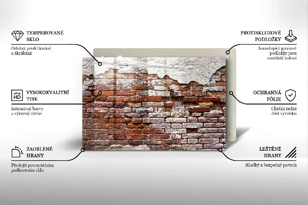 Placă sticla protectie aragaz Zid vechi de cărămidă și beton