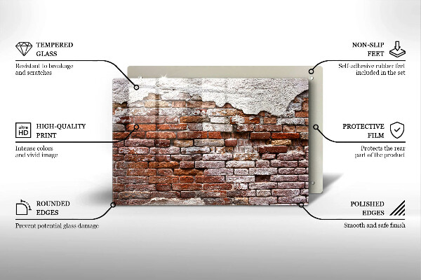 Placă sticla protectie aragaz Zid vechi de cărămidă și beton