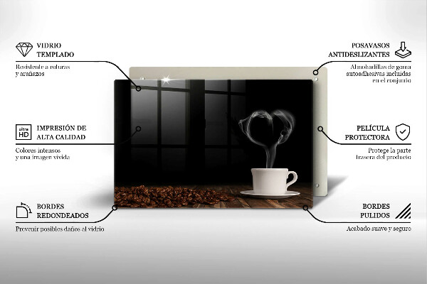 Placă sticla protectie aragaz Inimă de ceașcă de cafea
