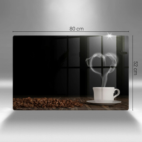 Placă sticla protectie aragaz Inimă de ceașcă de cafea