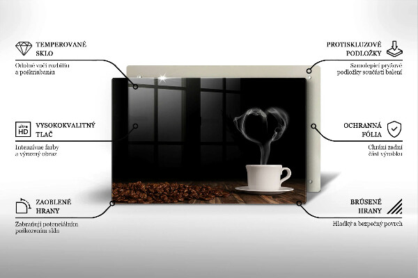 Placă sticla protectie aragaz Inimă de ceașcă de cafea