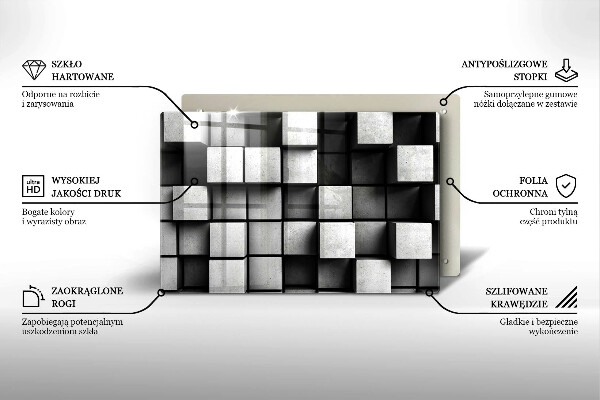 Placă sticla protectie aragaz Pătrate 3D abstracte