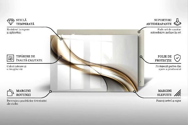 Placă sticla protectie aragaz Abstracția liniilor moi