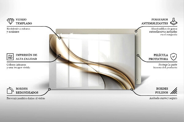 Placă sticla protectie aragaz Abstracția liniilor moi