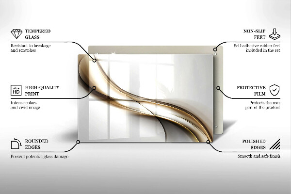 Placă sticla protectie aragaz Abstracția liniilor moi
