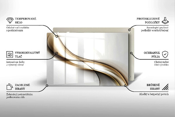 Placă sticla protectie aragaz Abstracția liniilor moi