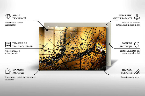 Placă sticla protectie aragaz Rouă și păpădie