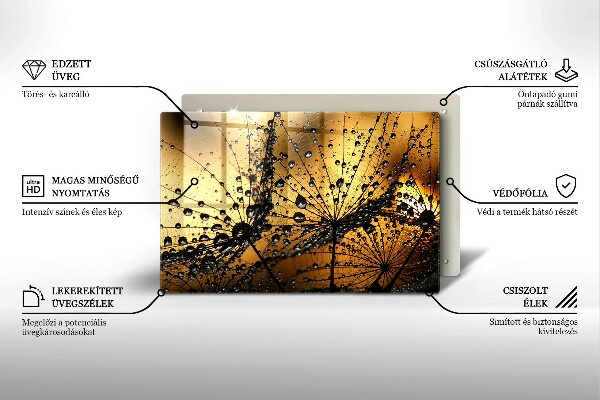 Placă sticla protectie aragaz Rouă și păpădie
