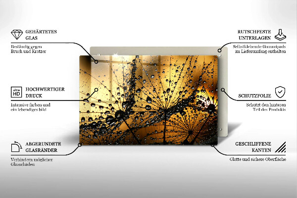 Placă sticla protectie aragaz Rouă și păpădie
