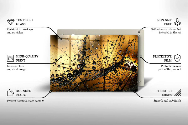 Placă sticla protectie aragaz Rouă și păpădie