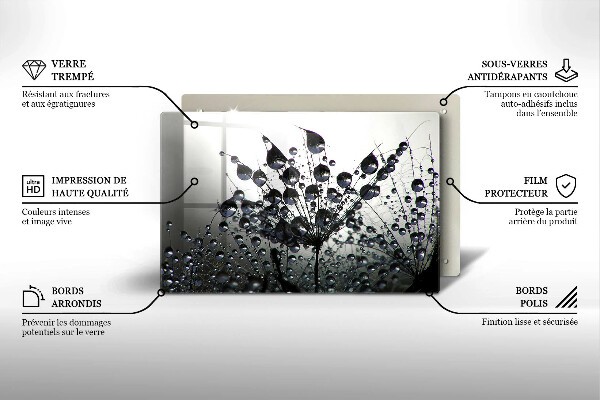 Placă sticla protectie aragaz Păpădie și rouă