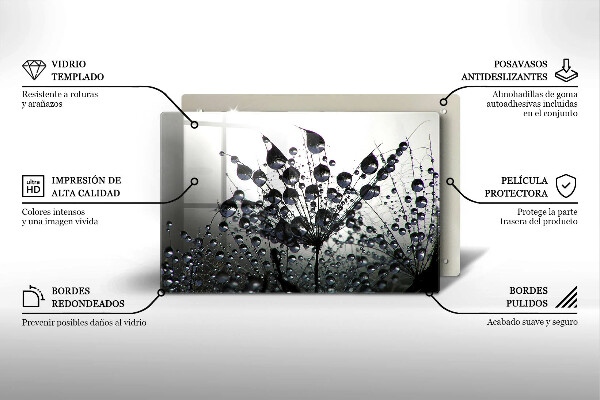 Placă sticla protectie aragaz Păpădie și rouă