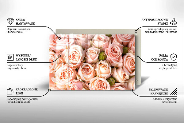 Placă sticla protectie aragaz Buchet de trandafiri delicati