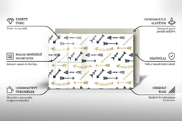 Placă din sticla protectie perete Model de săgeți Boho