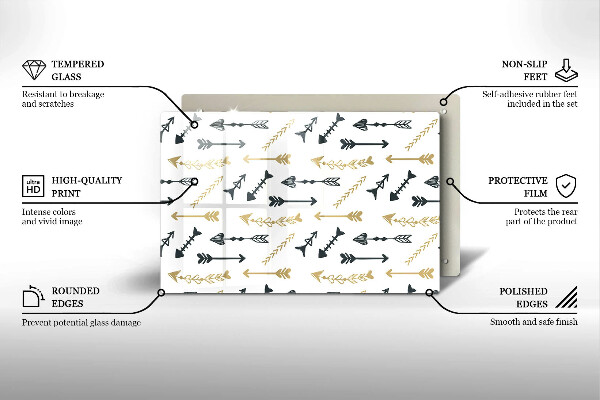 Placă din sticla protectie perete Model de săgeți Boho