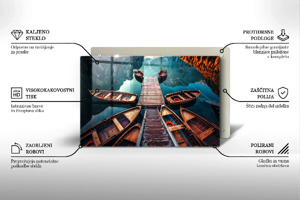 Placă din sticla protectie perete Barci pe lac