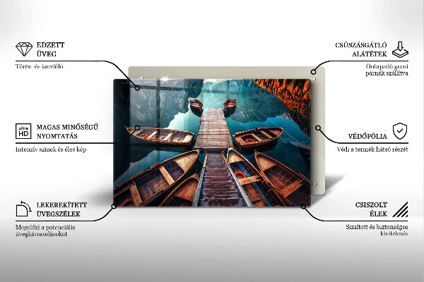 Placă din sticla protectie perete Barci pe lac