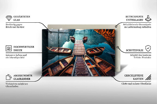 Placă din sticla protectie perete Barci pe lac