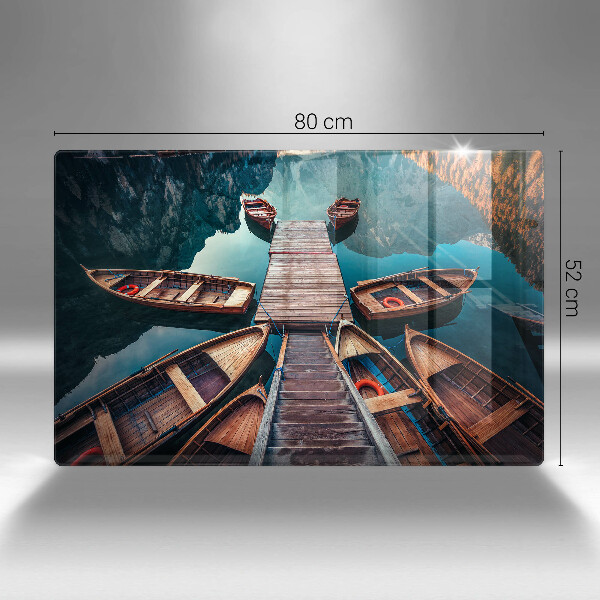 Placă din sticla protectie perete Barci pe lac