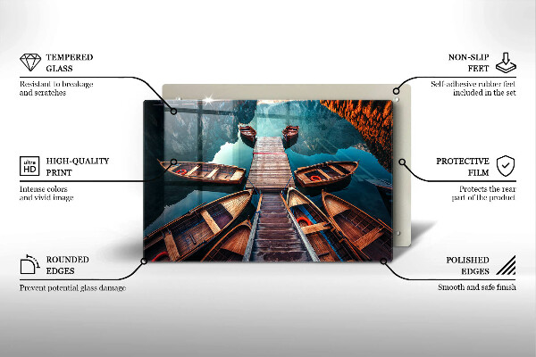 Placă din sticla protectie perete Barci pe lac