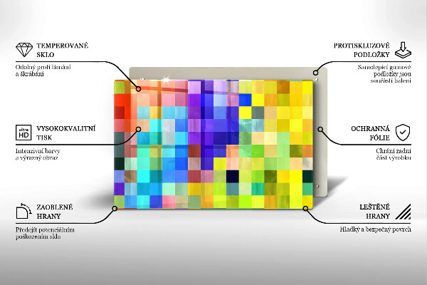 Placă din sticla protectie perete Pătrate de pixeli colorate