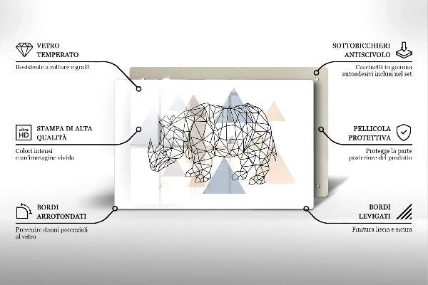 Placă din sticla protectie perete Linie de artă rinocer