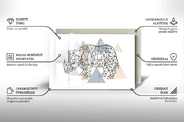Placă din sticla protectie perete Linie de artă rinocer