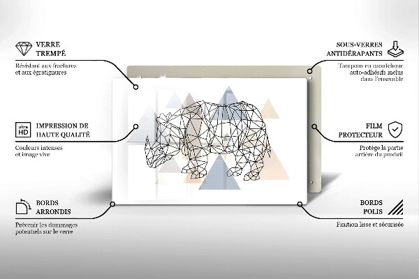 Placă din sticla protectie perete Linie de artă rinocer