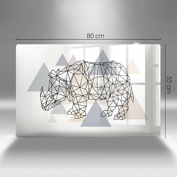 Placă din sticla protectie perete Linie de artă rinocer