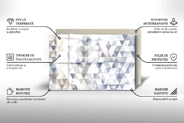 Placă din sticla protectie perete Model de triunghiuri