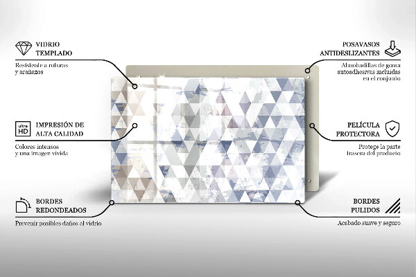 Placă din sticla protectie perete Model de triunghiuri