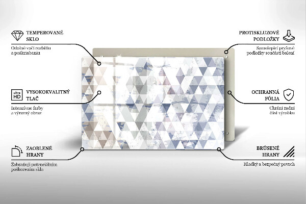 Placă din sticla protectie perete Model de triunghiuri