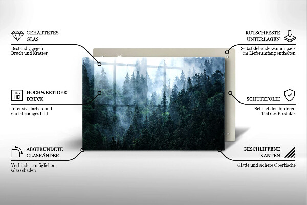 Placă din sticla protectie perete Copaci de pădure și ceață