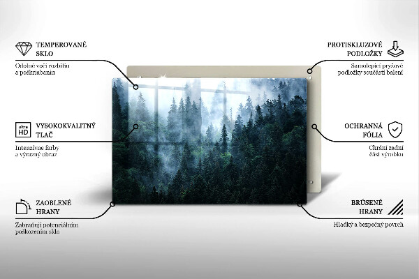 Placă din sticla protectie perete Copaci de pădure și ceață