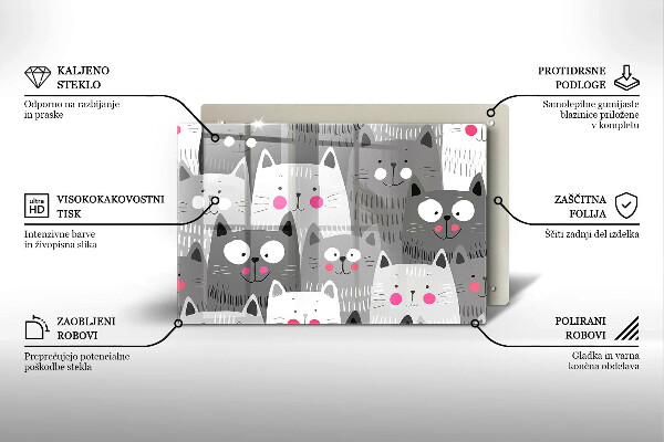 Placă din sticla protectie perete Ilustrație de pisici