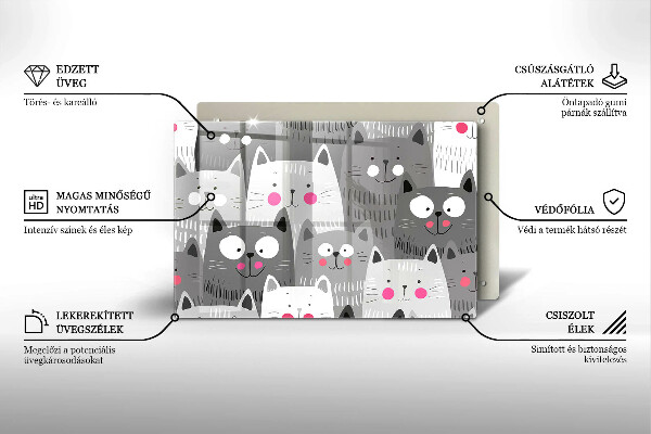 Placă din sticla protectie perete Ilustrație de pisici