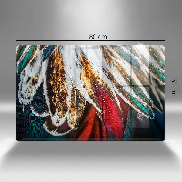 Placă sticla protectie aragaz Pene de pasăre Boho