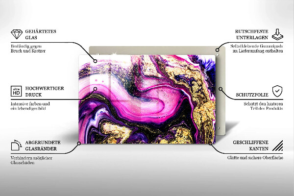 Placă din sticla protectie plita Design abstract auriu