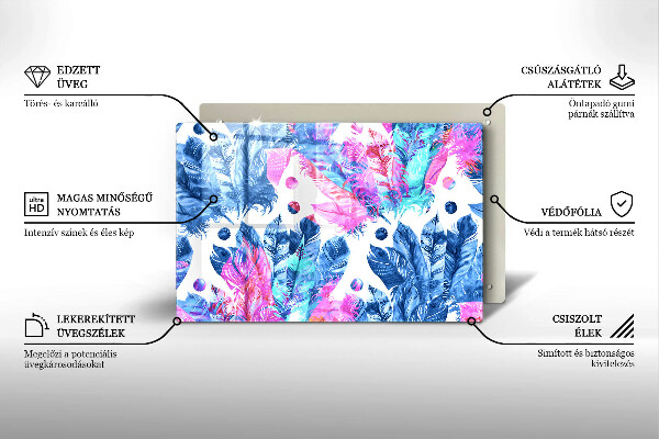 Placă din sticla protectie plita Ilustrație boho cu pene