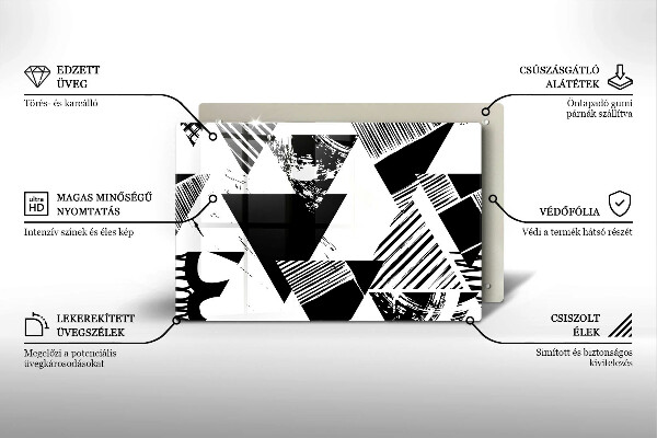 Placă din sticla protectie plita Triunghiuri geometrice