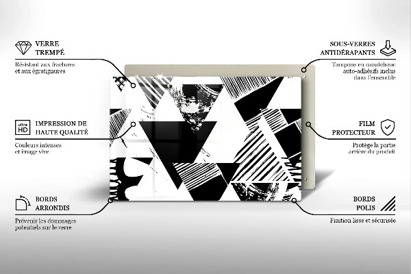 Placă din sticla protectie plita Triunghiuri geometrice