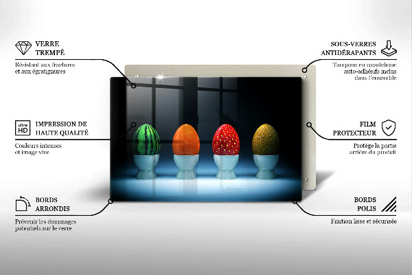 Placă sticla protectie aragaz Ouă de fructe abstracte