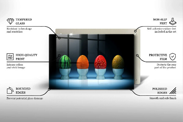 Placă sticla protectie aragaz Ouă de fructe abstracte
