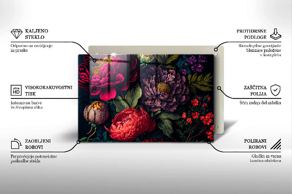 Placă din sticla protectie plita Flori frumoase