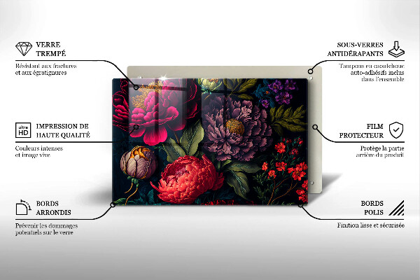 Placă din sticla protectie plita Flori frumoase