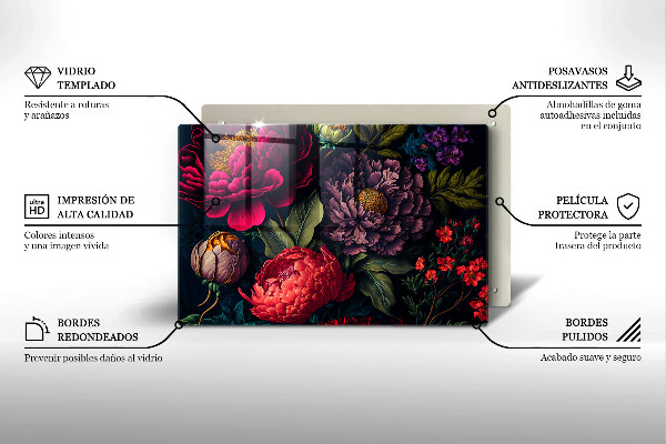 Placă din sticla protectie plita Flori frumoase