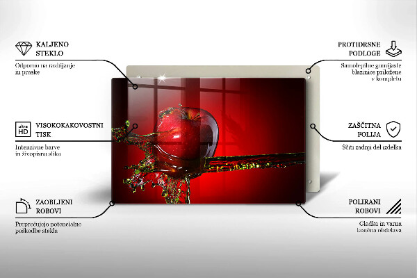 Placă sticla protectie aragaz Fructe de măr în apă