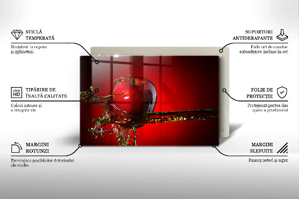 Placă sticla protectie aragaz Fructe de măr în apă