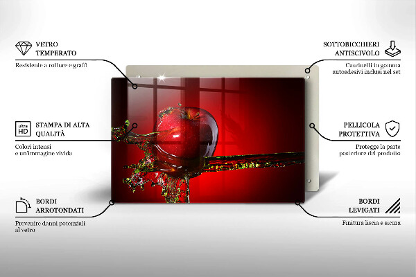 Placă sticla protectie aragaz Fructe de măr în apă
